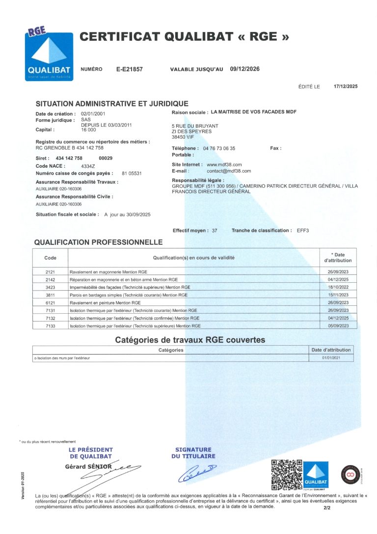 Certificat Qualibat RGE